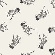 knight doodle seamless pattern background N19