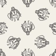 knight doodle seamless pattern background N20