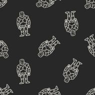 knight doodle seamless pattern background N22