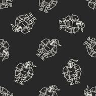 knight doodle seamless pattern background N24