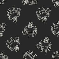 knight doodle seamless pattern background N26