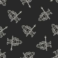 knight doodle seamless pattern background N29