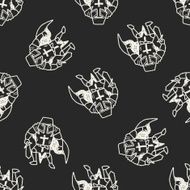 knight doodle seamless pattern background N30