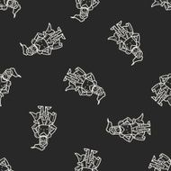 knight doodle seamless pattern background N31