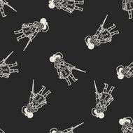 knight doodle seamless pattern background N33