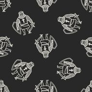 knight doodle seamless pattern background N34