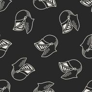 knight helmet doodle seamless pattern background N5