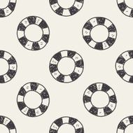 Lifebuoy doodle seamless pattern background N4