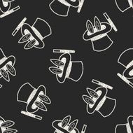 magic rabbit doodle drawing seamless pattern background N3