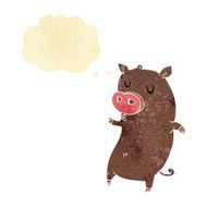 funny cartoon pig with thought bubble