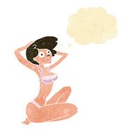 cartoon underwear model with thought bubble