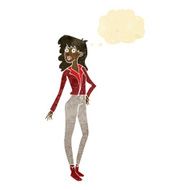 cartoon pretty woman with thought bubble N30