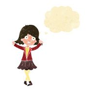 cartoon happy girl with thought bubble N8