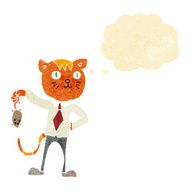 cartoon business cat with dead mouse thought bubble N2