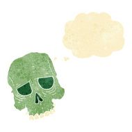 cartoon spooky skull with thought bubble N17