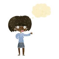 cartoon woman gesturing with thought bubble N5