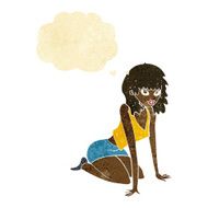 cartoon woman in sexy pose with thought bubble N2