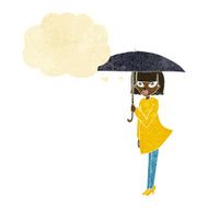cartoon woman with umbrella thought bubble N2