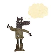 cartoon wolf man with thought bubble N4