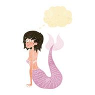 cartoon mermaid with thought bubble N4