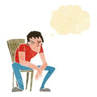 cartoon dejected man with thought bubble