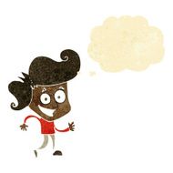 cartoon grinning man with thought bubble N17