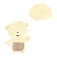 cartoon worried polar bear with thought bubble