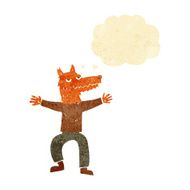 cartoon fox man with thought bubble N6