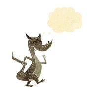 cartoon happy dragon with thought bubble N2