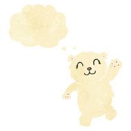 cartoon waving polar bear with thought bubble N7
