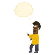 cartoon man gesturing with thought bubble