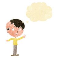 cartoon boy with growth on head thought bubble N5