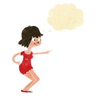 cartoon girl pointing with thought bubble N5