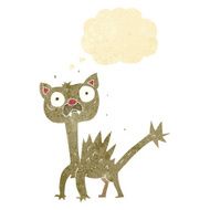 cartoon scared cat with thought bubble