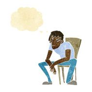 cartoon dejected man with thought bubble N2