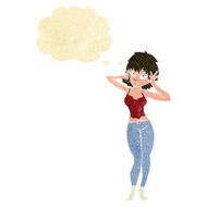cartoon pretty woman with thought bubble N31