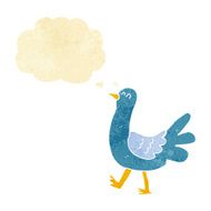 cartoon walking bird with thought bubble N2