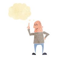 cartoon man pointing finger with thought bubble