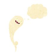 cartoon spooky ghost with thought bubble N6