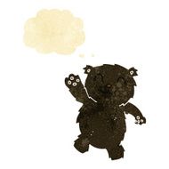 cartoon waving black bear with thought bubble N8