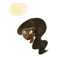 cartoon pretty female face with thought bubble N13