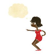 cartoon girl pointing with thought bubble N6