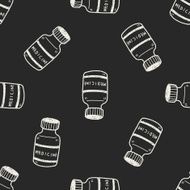 medicine bottle doodle drawing seamless pattern background