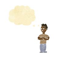 cartoon man with crossed arms thought bubble N3