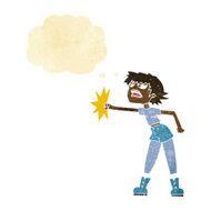 cartoon woman punching with thought bubble N2