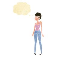 cartoon pretty woman with thought bubble N33