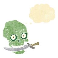 cartoon pirate skull with knife in teeth thought bubble