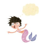cartoon mermaid with thought bubble N6