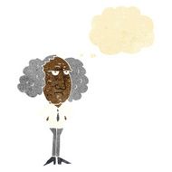 cartoon big hair lecturer man with thought bubble N2