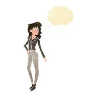 cartoon pretty woman with thought bubble N35